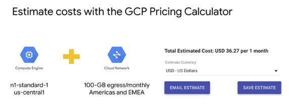 estimate costs with GCP pricing calculator